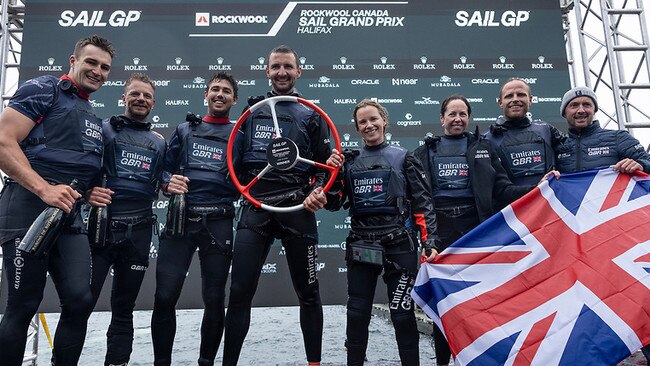 Great Britain won for the first time under new skipper Giles Scott. Photo: Felix Diemer/SailGP.