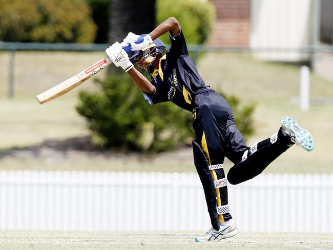 Blacktown's Thenuk Wijesekera during his 55 not out. Picture: John Appleyard