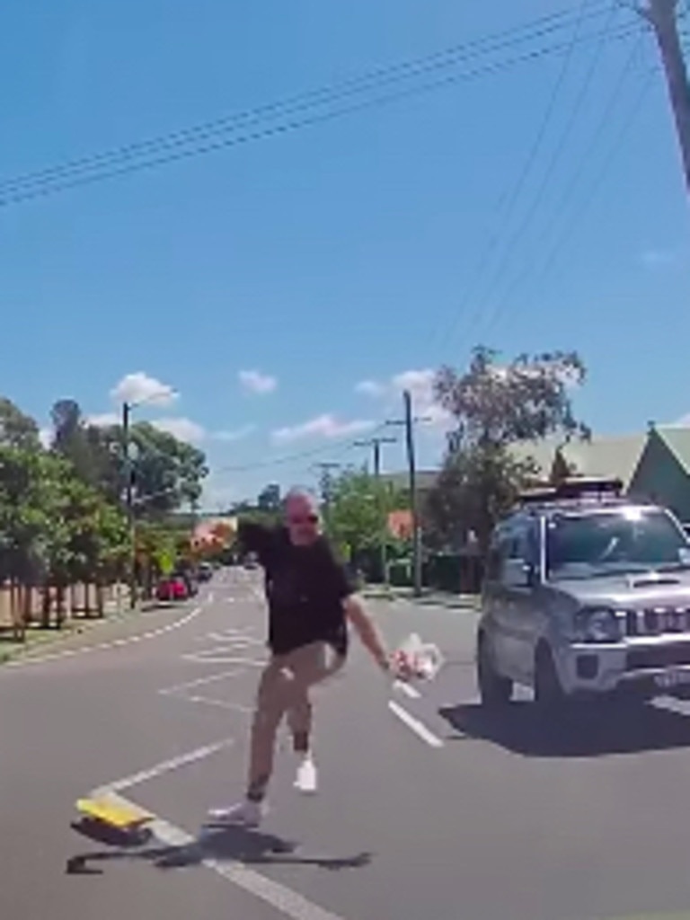 Dashcam footage has shown the moment a skateboarder in Newcastle narrowly avoided death after stacking it in oncoming traffic. Picture: Facebook