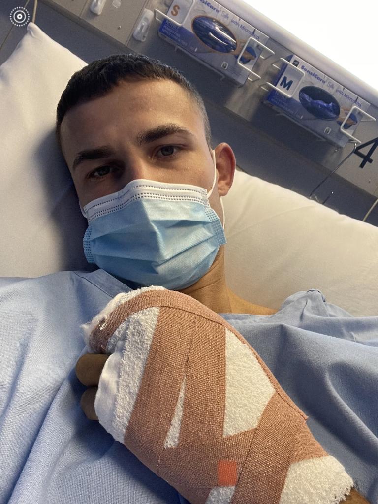 Garside has had surgery to repair his hand.