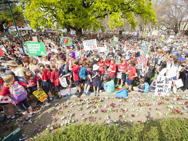 Climate strike rally in Hobart. Picture: RICHARD JUPE