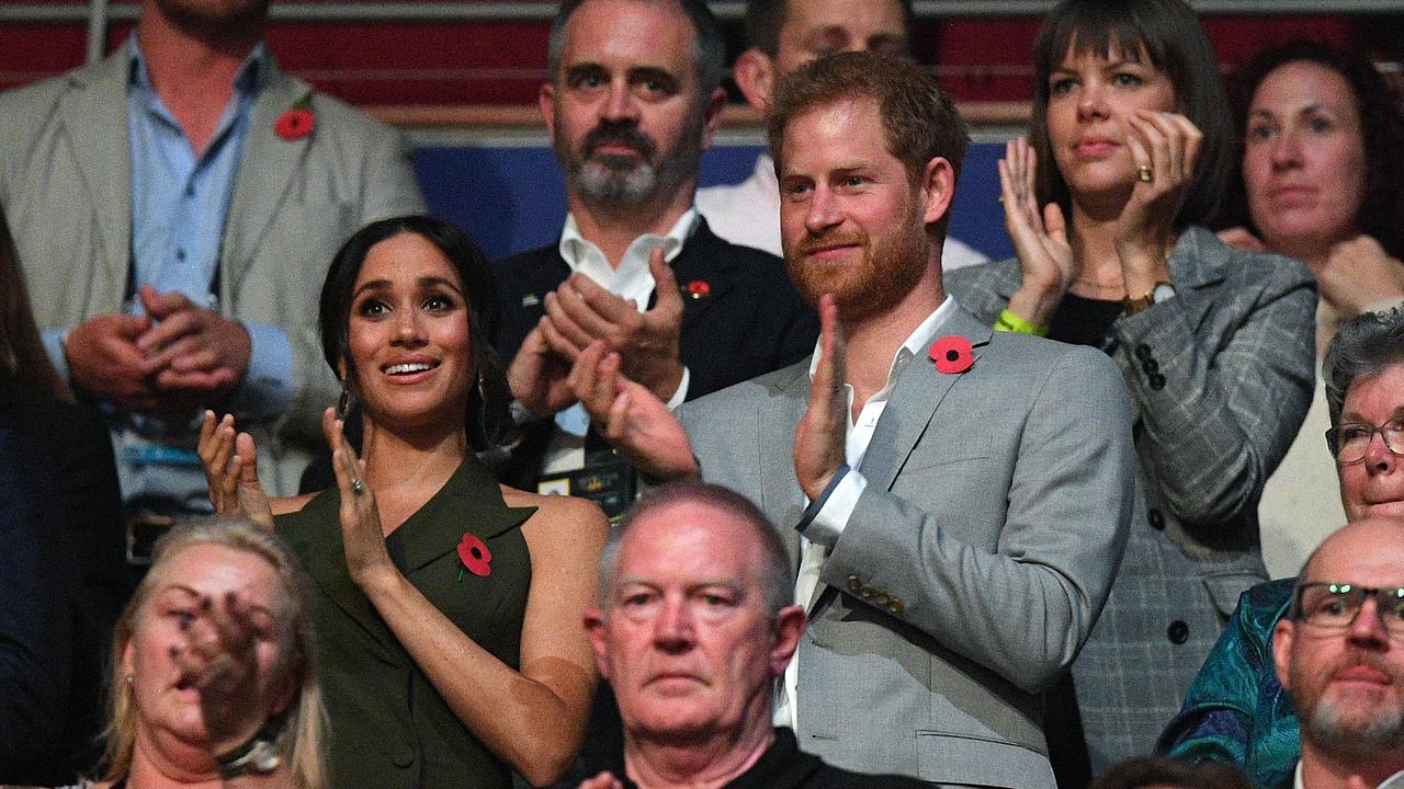 Prince Harry and wife Meghan Markle at the closing ceremony of the Invictus Games in Sydney in October 2018. Picture: Dan Himbrechts/AAP