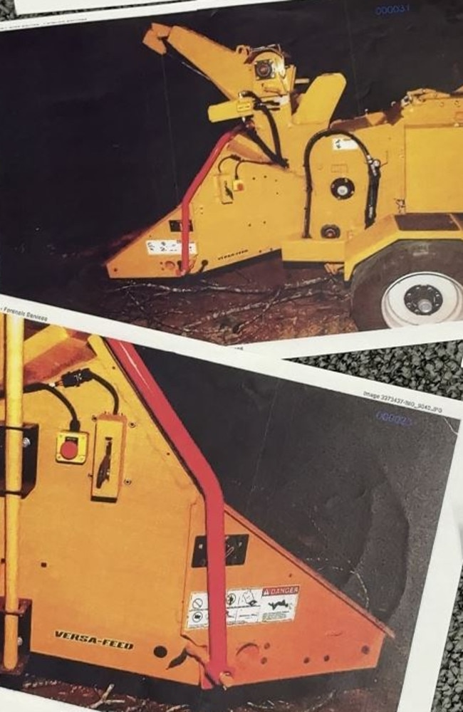 The woodchipper used in the crime. Picture: Court Exhibit