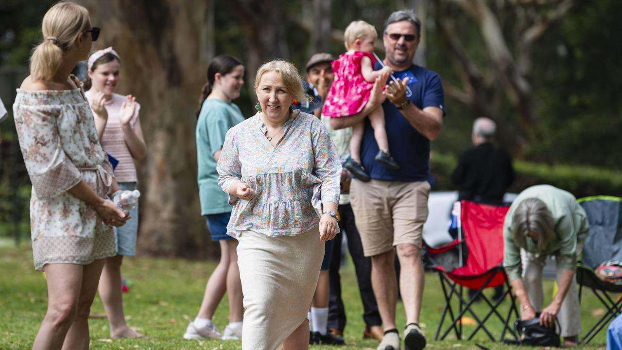 Maud Bagnall is named the recipient of the Toowoomba Cultural Award at Toowoomba Australia Day celebrations at Picnic Point, Sunday, January 26, 2025. Picture: Kevin Farmer