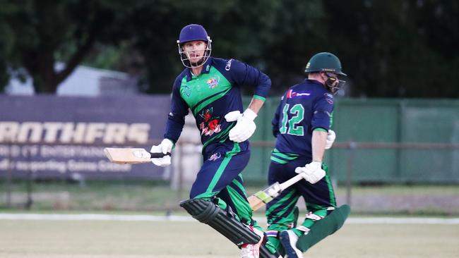 The Dare Devils partnership of Brenton Edwards and Josh Chadwick scored the runs in the T20 Barrier Reef Big Bash match between the Twomey Schriber Thunder and the Designer First Homes Dare Devils, held at Griffiths Park, Manunda. Picture: Brendan Radke