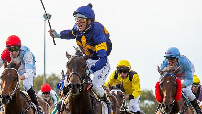 December 16, 2023. Horse racing. Ascot races. Damien Oliver's last race meeting as a competitive jockey. Oliver wins race 9 on Munhamek. The race was called the Damien Oliver Gold Rush. It was Oliver's last race ride before retirement.  picture Jorja King