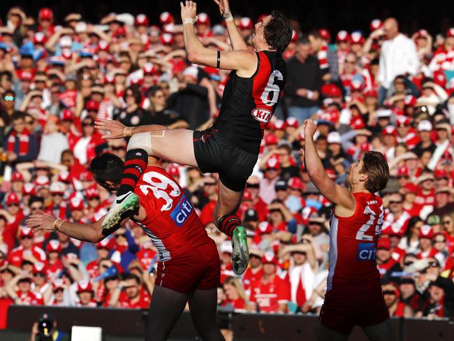 Joe Daniher took a big hanger at the SCG in the 2017 elimination final. Picture: Michael Klein