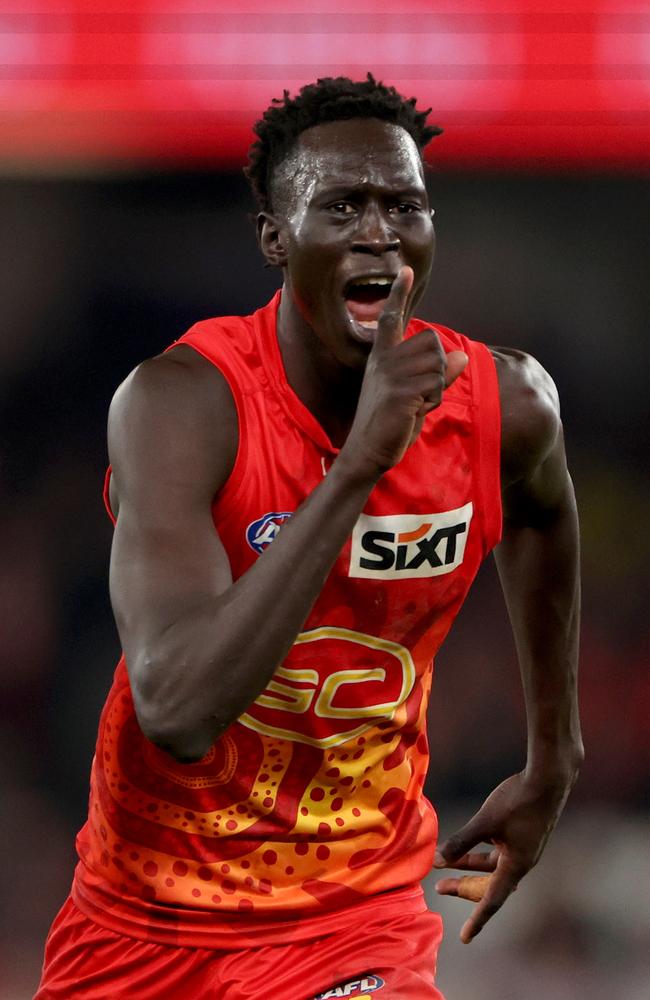 Mac Andrew kicked a goal after the siren to sink Essendon’s finals chances. Picture: Jonathan DiMaggio/Getty Images.