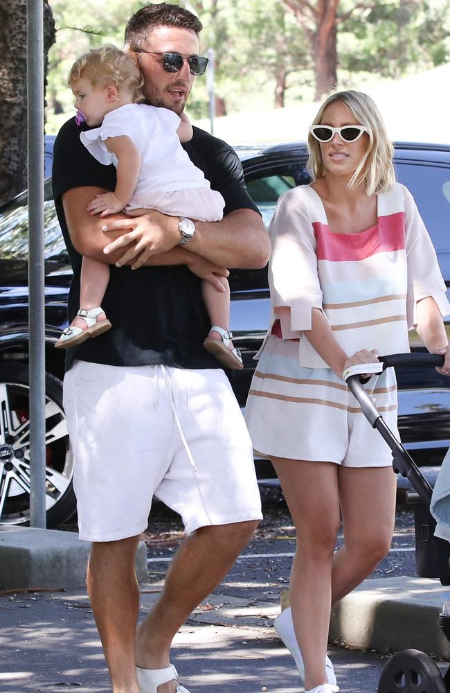 Sam Burgess with Phoebe and his two children.