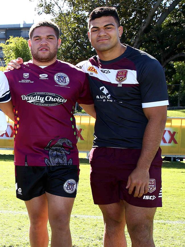 George Lee and Queensland State of Origin forward David Fifita Pics Adam Head