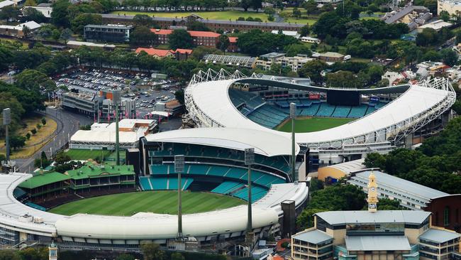 Allianz Stadium (right) and the Sydney Cricket Ground from the air.