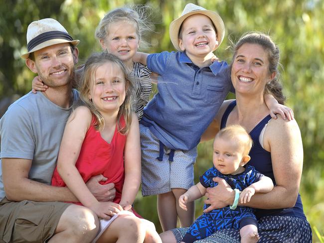 Ned and his family, dad Seth, mum Emily, sisters Lucy and Eleanor and brother Gilbert. Picture: Jason Edwards