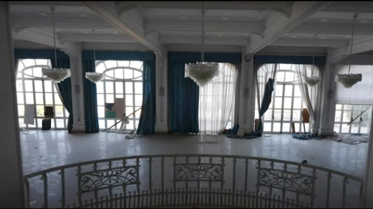 The fancy ballroom fit with several chandeliers would host Europe’s elites when the palace first opened its doors. Picture: YouTube/abandonedcentral