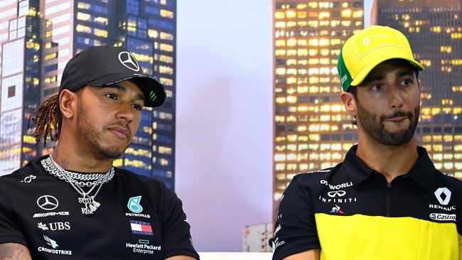 Lewis Hamilton and Daniel Ricciardo have had different reactions to the cancellation. Picture: Getty