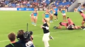 Pitch invader ran across the field during the Titans-Panthers match.