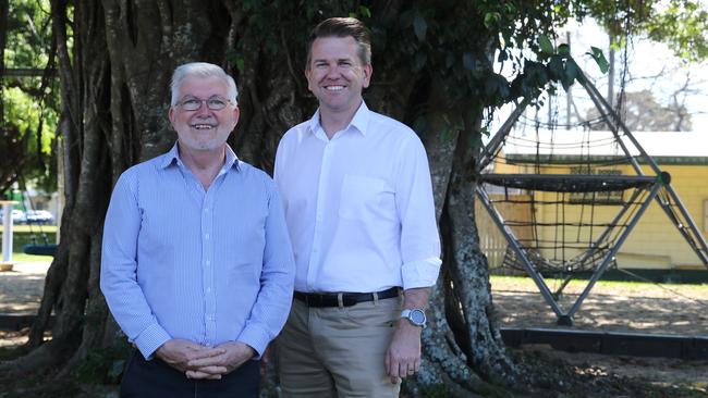 LNP candidate for Mulgrave Terry James and Deputy Opposition Leader, Jarrod Bleijie in Gordonvale this week.