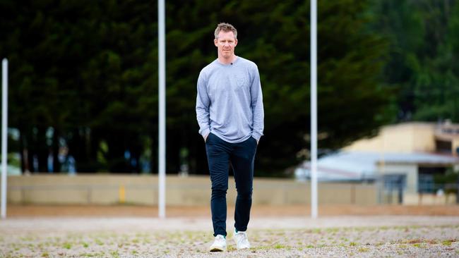 Jack Riewoldt gets a feel for Queenstown's famous gravel oval. Picture Jasper Da Seymour