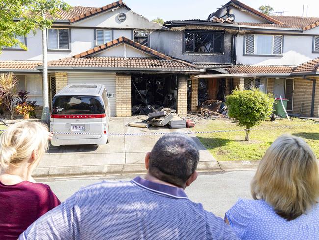 Scene of fatal fire at Bayside Court, Thorneside, where eight-year-old girl lost her life and one person is still missing, Monday, October 7, 2024 - Picture: Richard Walker