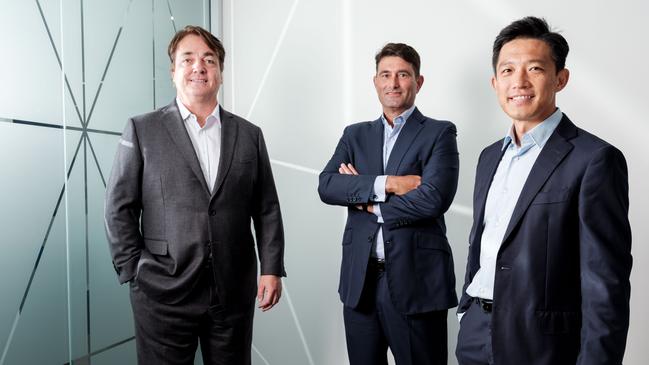 Private equity group Allegro Funds’ founding partners Chester Moynihan, Adrian Loader and Fay Bou. Picture: Oscar Colman