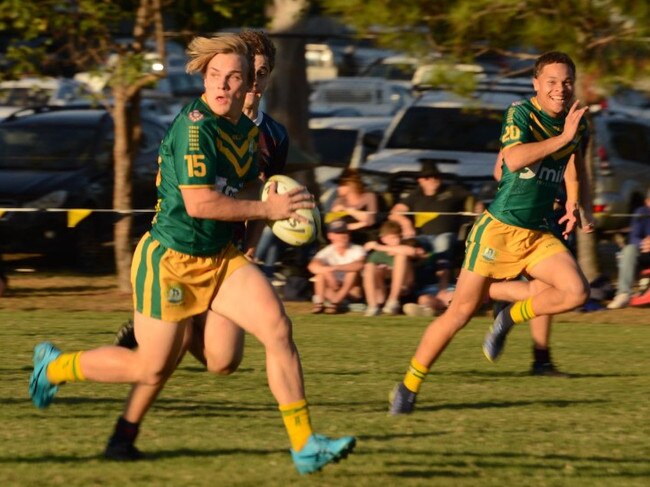 St Brendan's Harrison Hill in full flight at the Confraternity Shield in Brisbane. Photo: Academy Photography