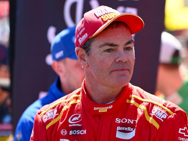 BATHURST, AUSTRALIA - OCTOBER 08: Craig Lowndes, driver of the Triple Eight Race Engineering Chevrolet Camaro looks on ahead of the Bathurst 1000, part of the 2023 Supercars Championship Series at Mount Panorama on October 08, 2023 in Bathurst, Australia. (Photo by Morgan Hancock/Getty Images)