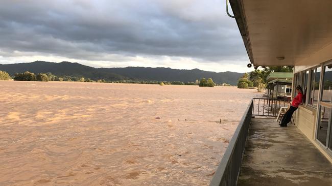 The Murwillumbah track during the recent floods. Photos: Jesse Graham and Bella Rabjones.