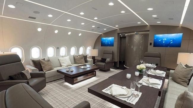 Roman Abramovich’s luxe private 787 Dreamliner has enough room for up to 50 passengers. Picture: Supplied