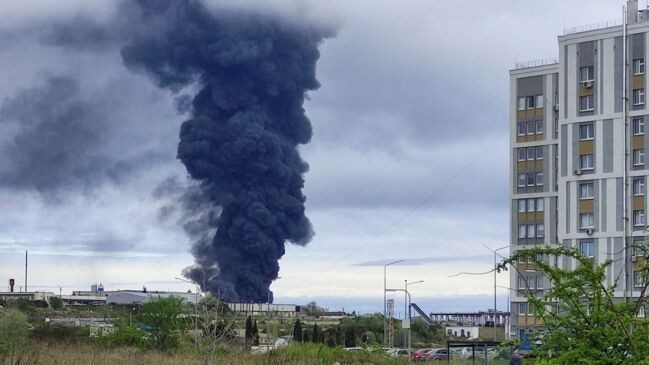 Watch: Huge Fire Engulfs Crimea Oil Depot After Drone Attack