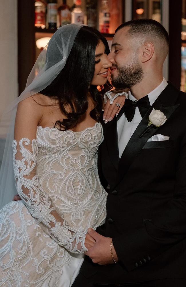 Ashlee Portelli wore a breathtaking custom gown by Annette Of Melbourne. Picture: Aly Marie Photography