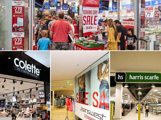 Composite image of EB games, colette, Jeans West and Harris Scarfe