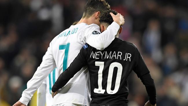 Real Madrid's Portuguese forward Cristiano Ronaldo (L) and Paris Saint-Germain's Brazilian forward Neymar  - could they be teammates?
