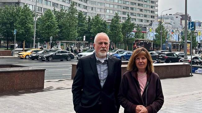 Mikhail Gershkovich and Ella Milman, Evan Gershkovich’s parents, in Moscow last week.