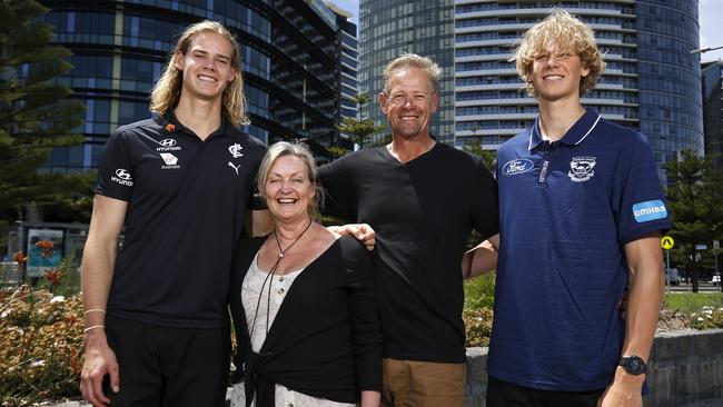 The de Koning clan is very close and it is breaking mum Jackie’s heart that she and husband Terry will be in Bali for their sons’ first match up in an AFL game. Picture: AFL Photos