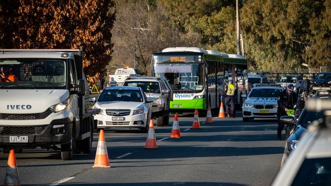 Traffic coming into Albury from Wodonga. Picture: Simon Dallinger