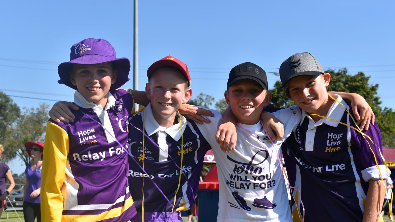 Jacob Reed, Lachlan Leitch, Logan Mills and Lachlan Jones at the 2019 Gympie Relay for Life event at the One Mile Ovals.