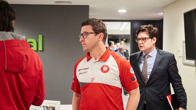 Josh Carr at Adelaide Oval on Monday night where the tribunal ruled in favour of North Adelaide proceeding to the Grand Final. Picture: Matt Loxton