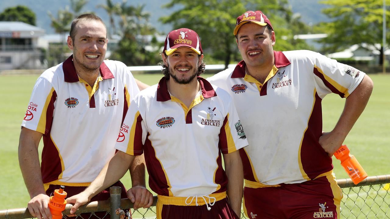 Atherton Cricket Club brothers Brendan (on left) and Paul (on right) Nasser, with cousin Will (in the middle). Picture: Stewart McLean