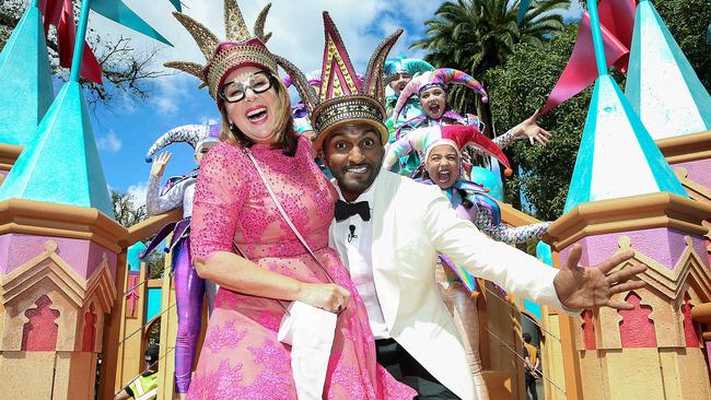 Moomba monarchs Nazeem Hussain and Julia Morris. Picture: Ian Currie