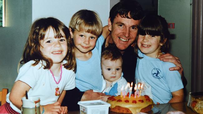 Daniher with his four kids when they were younger.