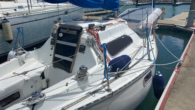 The man's boat, moored at Coral Sea Marina Airlie Beach. Picture: Kirra Grimes