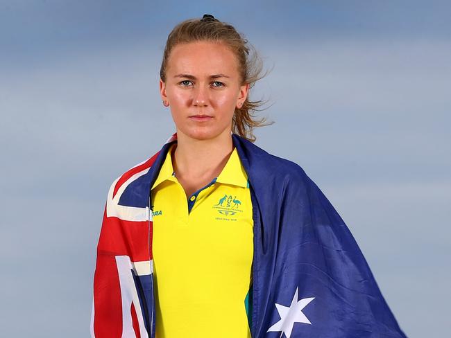 SUNDAYS ONLY........ Australian Swimmer Ariarne Titmus gets set for the Commonwealth Games on the Gold Coast. Pics Adam Head