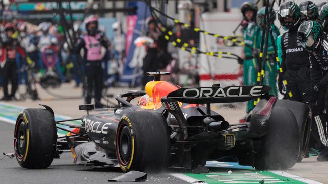 Max Verstappen collided with Kimi Antonelli. Photo by Shawn Thew, AFP.