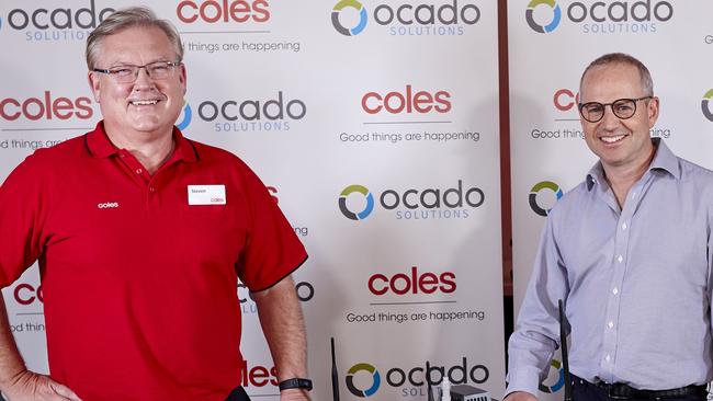 Coles' Steven Cain and Ocado CEO Tim Steiner