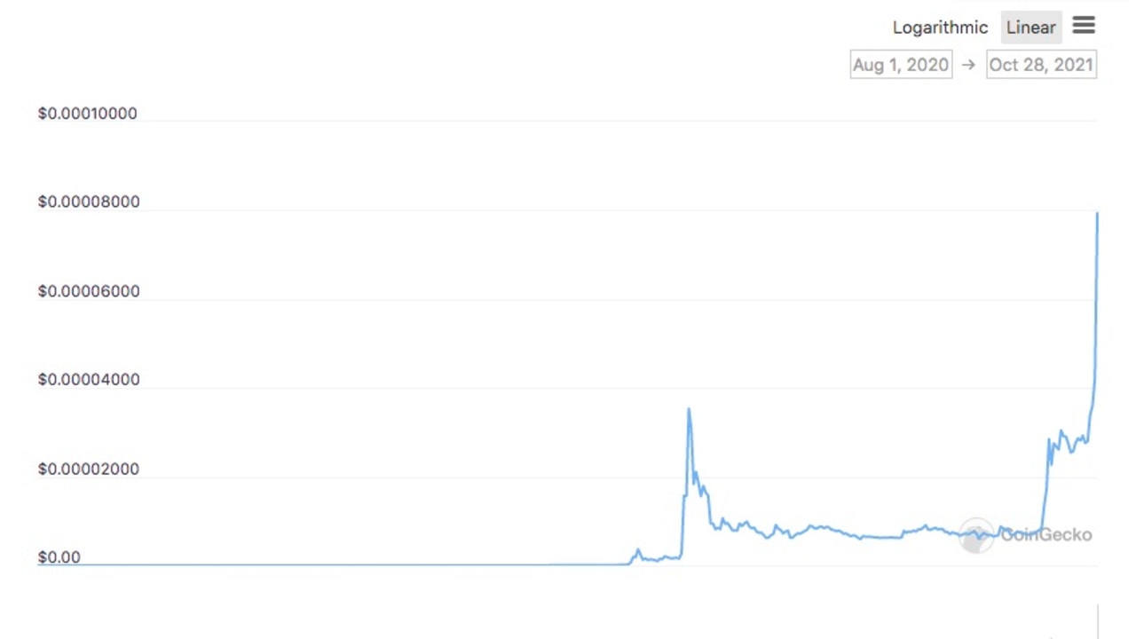 Shiba inu’s price since its launch in August last year. Source: CoinGecko