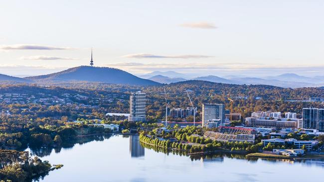 An aerial view of Canberra from Belconnen. Despite an increase in population and a huge amount of building, Canberra’s financial record is poor. Picture: iStock