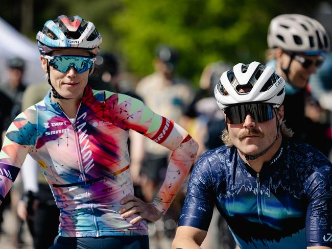 Australian road and gravel cyclist Tiffany  Cromwell and F1 Grand Prix driver Valtteri Bottas. Picture: Supplied