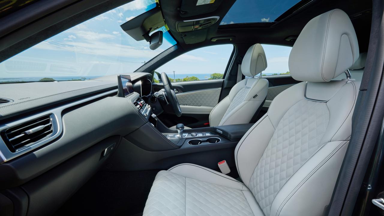 Among the features of the Genesis G70 are a 15-speaker Lexicon stereo, 12.3-inch digital instrument cluster, head-up display, heated and ventilated front seats as well as heated outboard rear seats, quilted nappa leather trimmed seats and a central 10.25-inch central touchscreen.