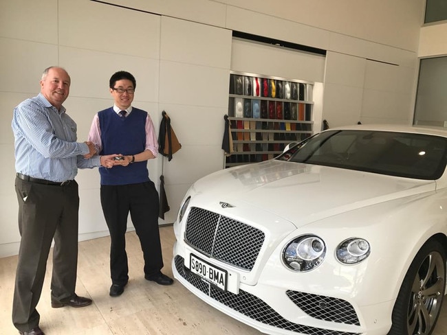 Dr Timothy Goh reposted this photo of him receiving his Bentley.