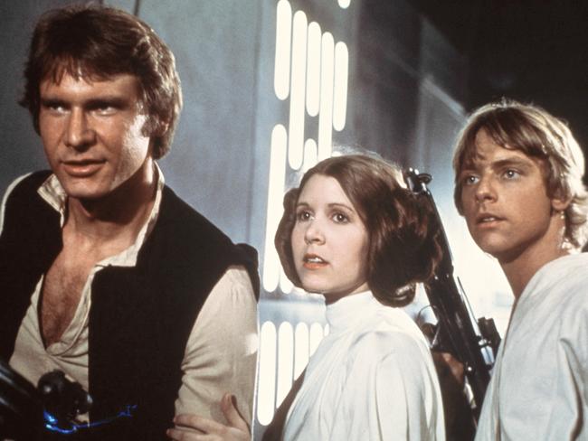 Star Wars Episode IV: A New Hope, starring Carrie Fisher, Harrison Ford and Mark Hamill. Picture: AP