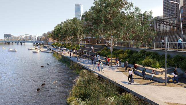 An artist’s impression of Flinders Walk, part of the Greenline Project. Picture: Supplied